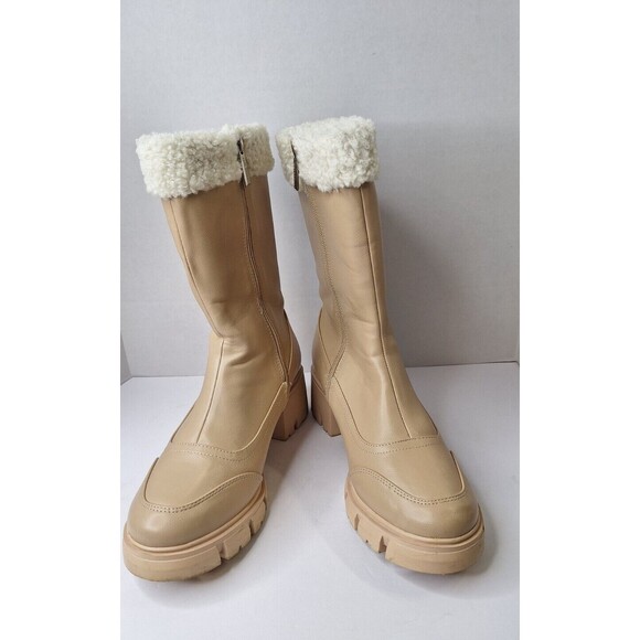 CAPE ROBBIN Lugg Sole Boots Women's Sz 10 Fur Lined Mid Calf Outdoors Gorpcore - Picture 2 of 10